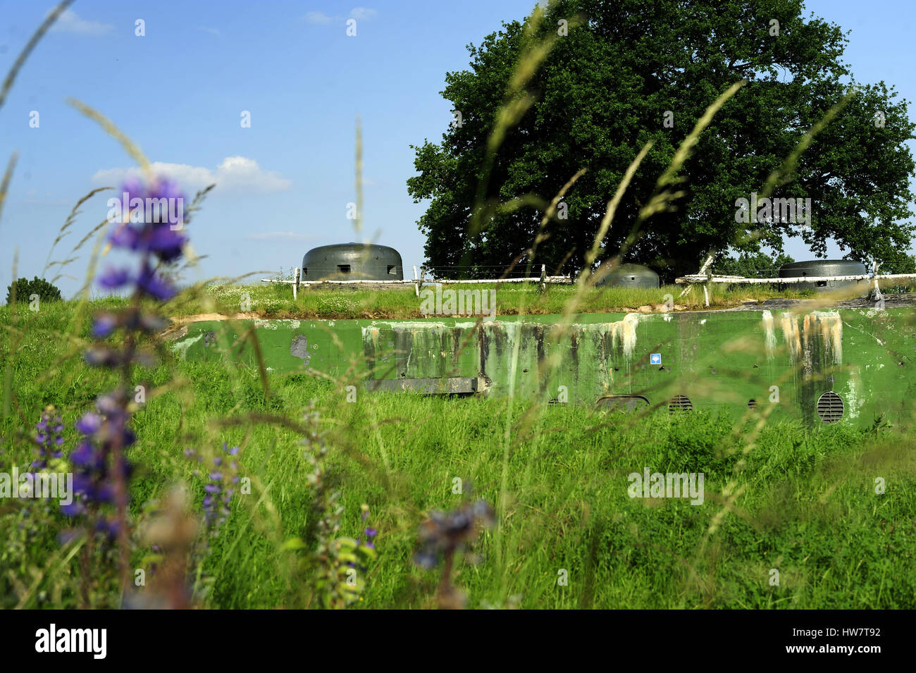 1934, 1934-1944, 1944, arc, architecture, bogen, border, created, death,  eastern, europe, festungsfront, ffowb, fortifications,factory Daimler - Benz Stock Photo