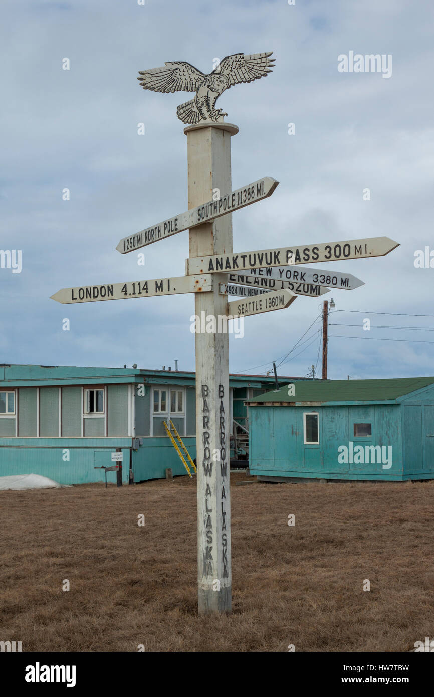 Signpost in Barrow, Alaska Stock Photo Alamy