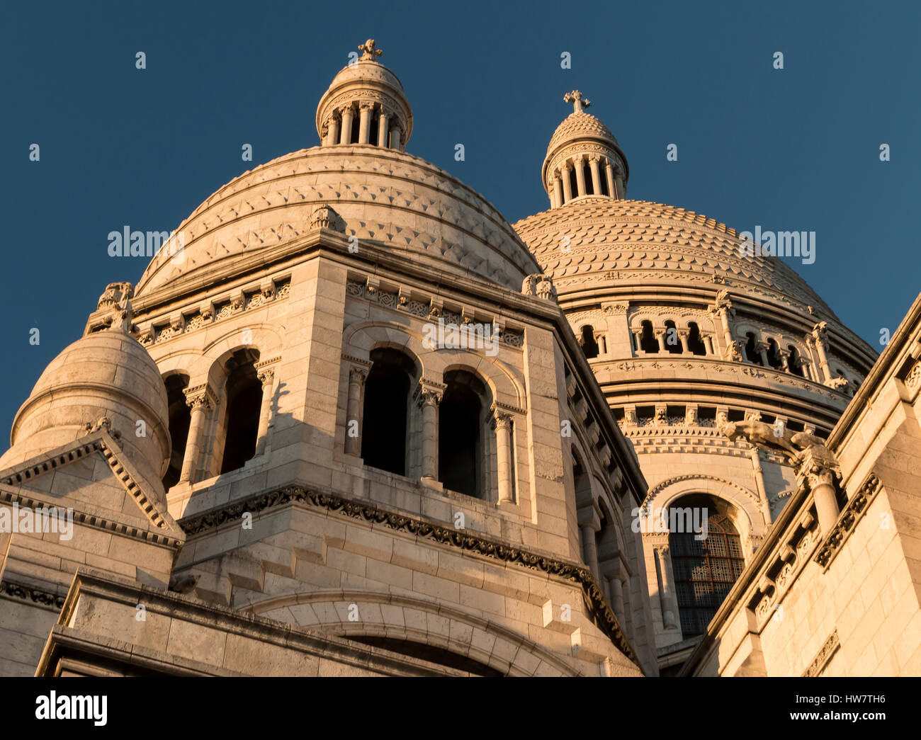 PARIS, FRANCE- OCTOBER 4, 2016: Sunset at Sacre Coeur Basilica. Stock Photo