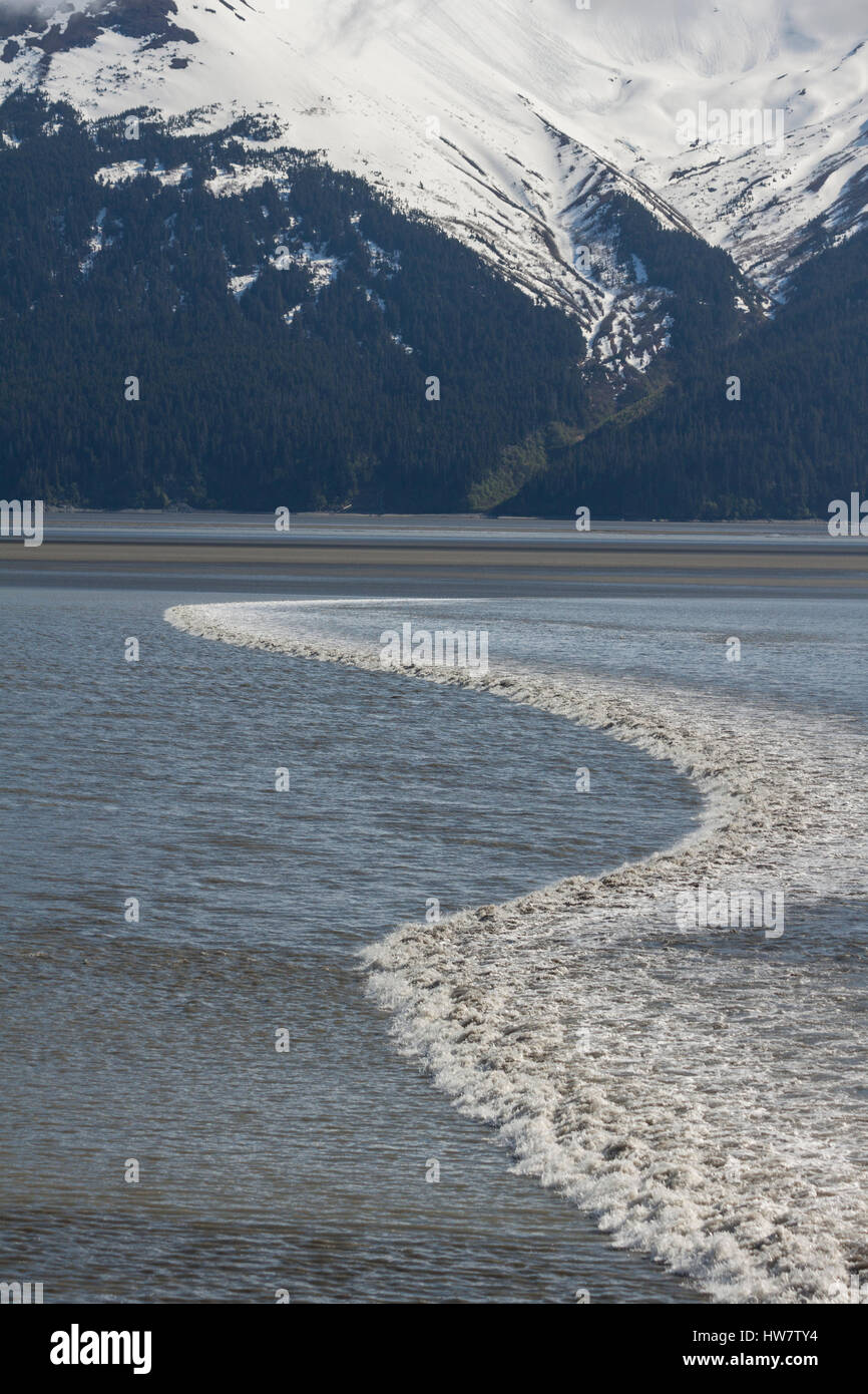 Bore Tide in Turnagain Arm near Anchorage, Alaska. Stock Photo