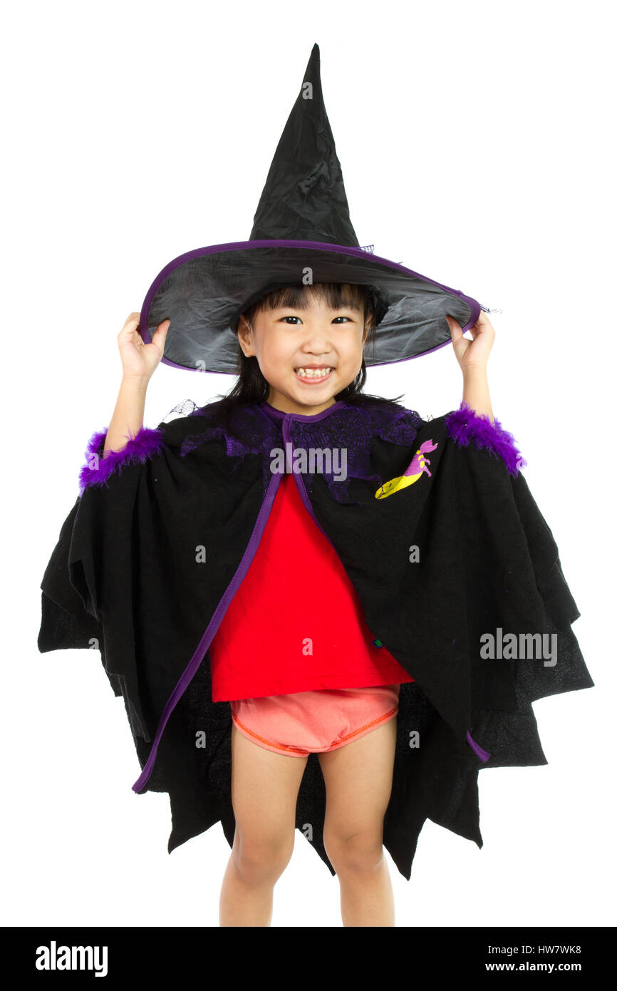 Asian Little Chinese Girl Wearing Halloween Costume Isolated on White  Background Stock Photo - Alamy