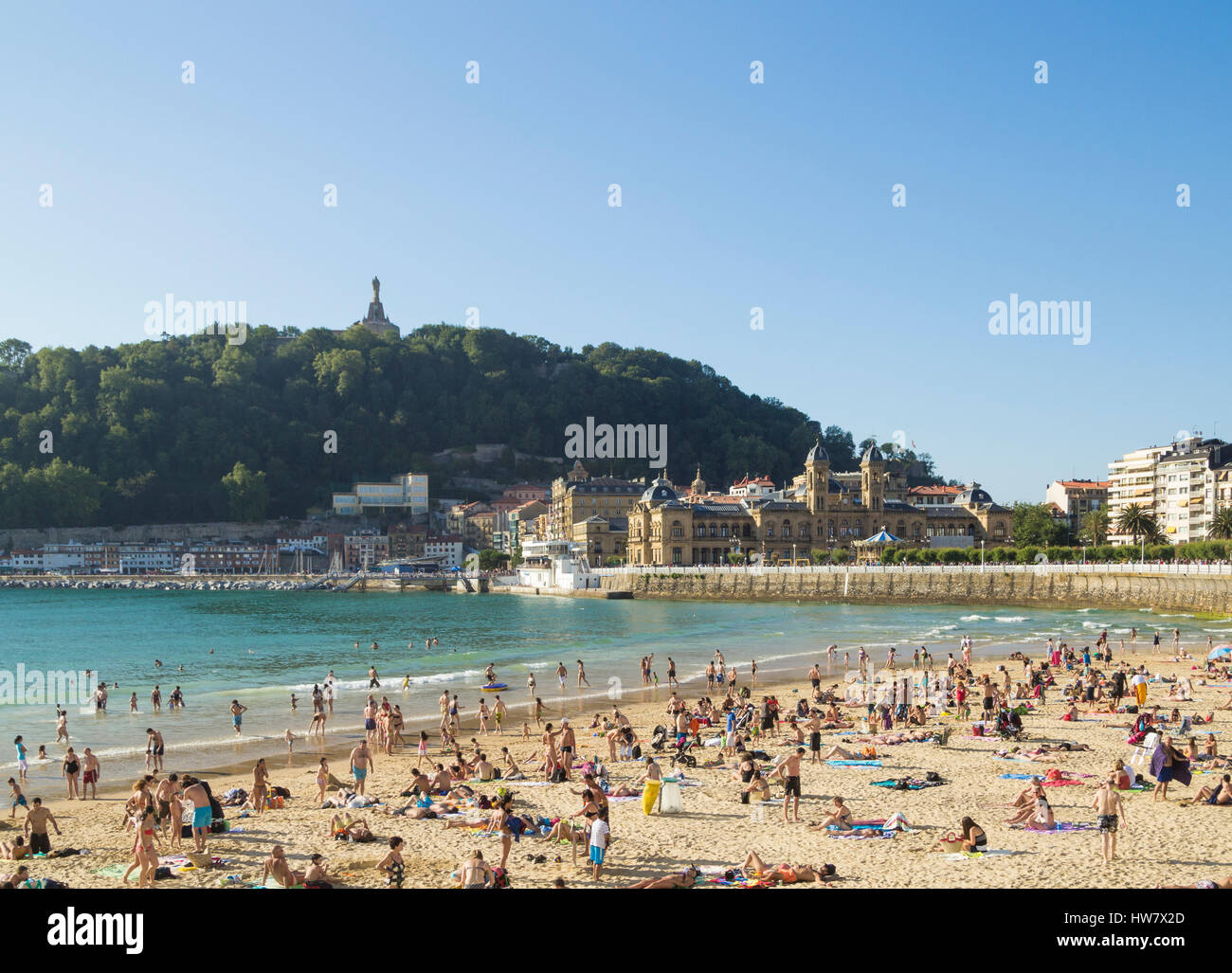 View over La Concha beach, Donostia, San Sebastian, Spain Stock Photo