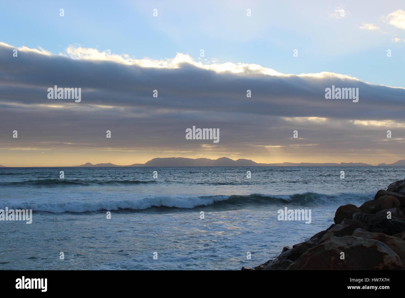 Sunset over Gordons Bay, Western Cape, South Africa Stock Photo