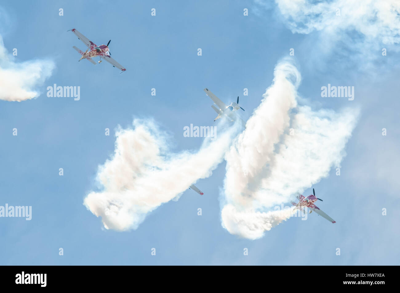 Global Stars formation aerobatic display team in the skies over Farnborough, Hampshire, UK Stock Photo