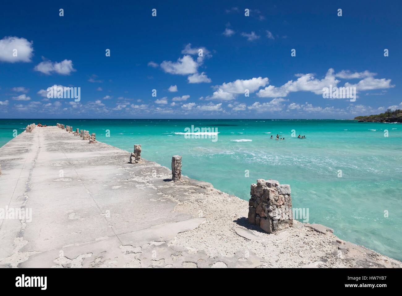 Cuba, Havana Province, Playas del Este, Playa Jibacoa beach, pier Stock