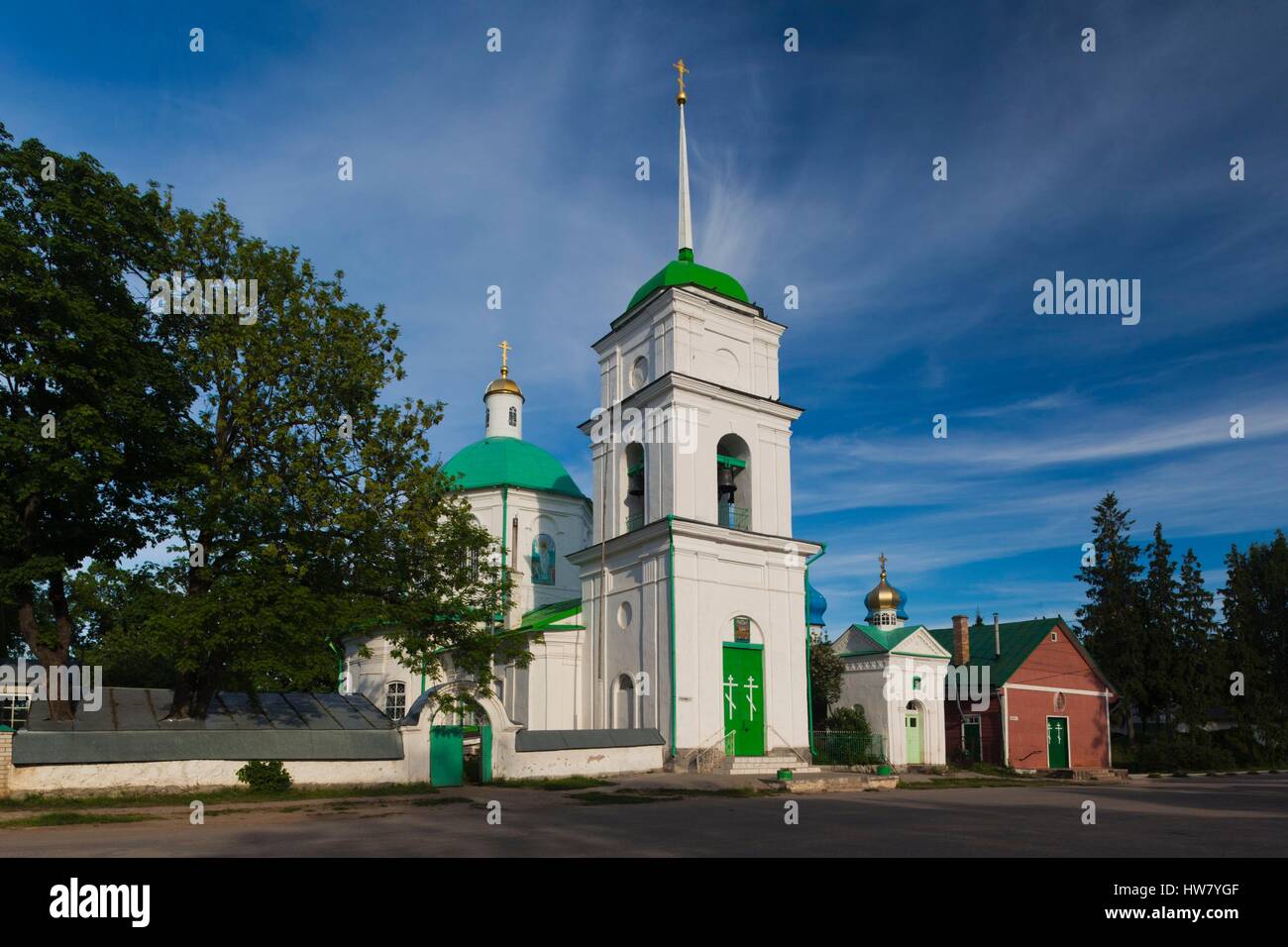 Russia, Pskovskaya Oblast, Pechory, Pechory Monastery, church on Sbornaya Street Stock Photo