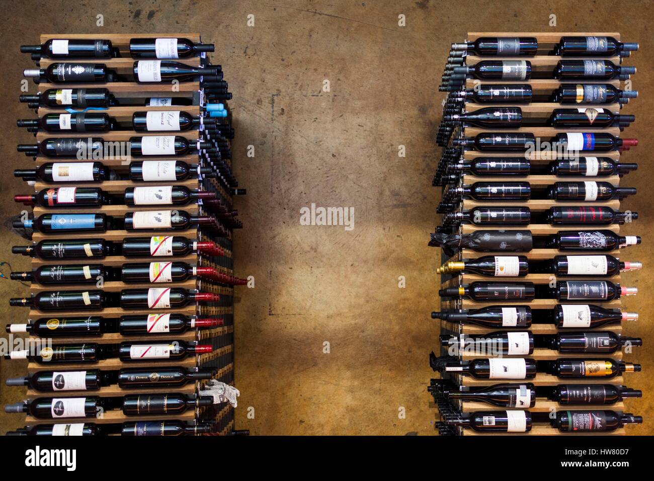 Elevated view of wine bottles hires stock photography and images Alamy