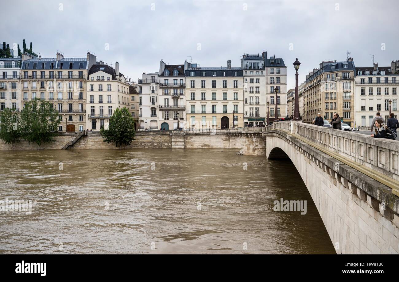 France, Paris, classified area World Heritage of UNESCO, the flood of