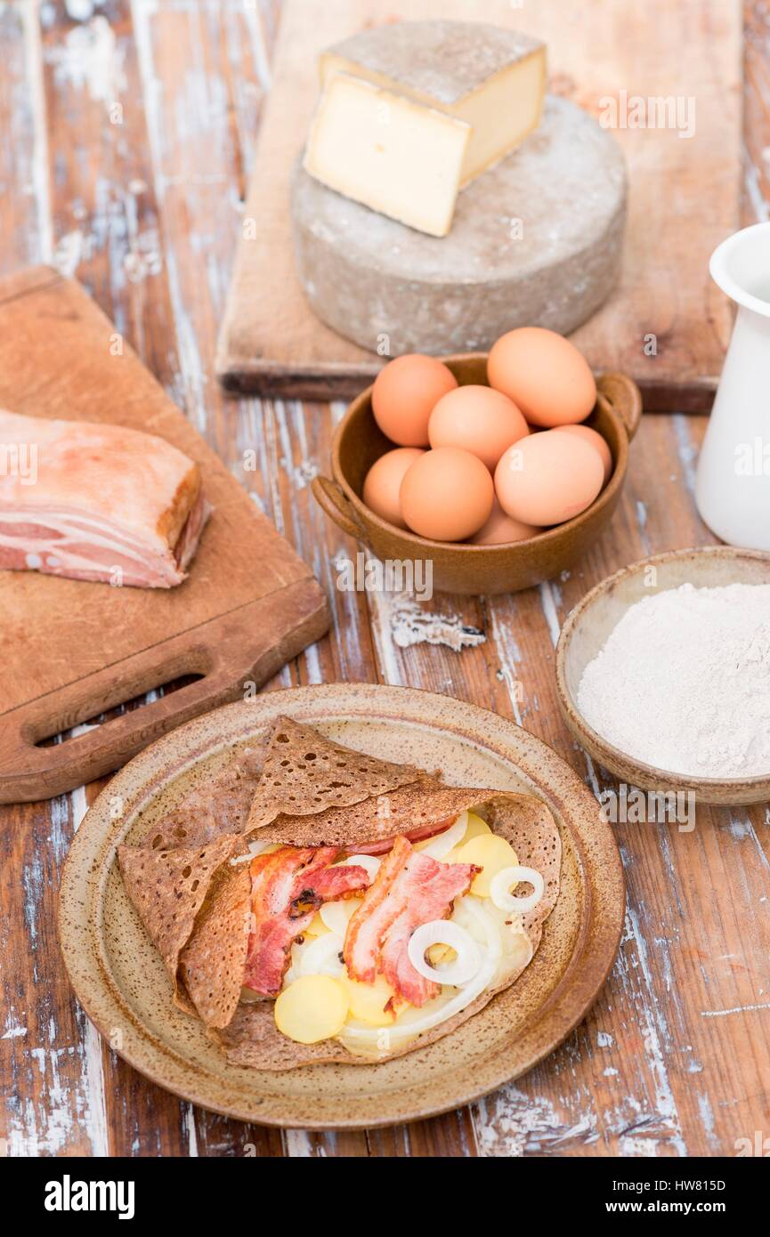 France Cotes D Armor Plelo The Crepes At Au Char A Bancs Stock Photo Alamy