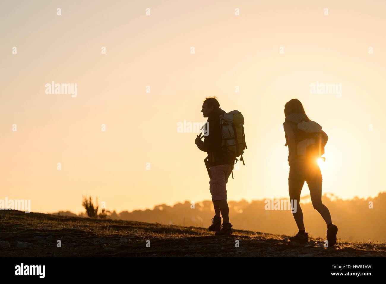 Hiker silhouette hi-res stock photography and images - Alamy
