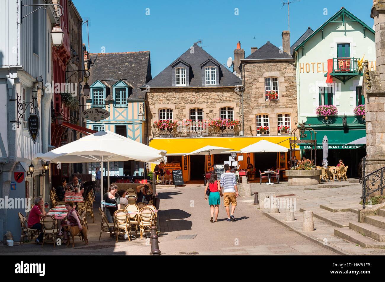 France, Morbihan, Josselin, the square Notre-Dame Stock Photo - Alamy