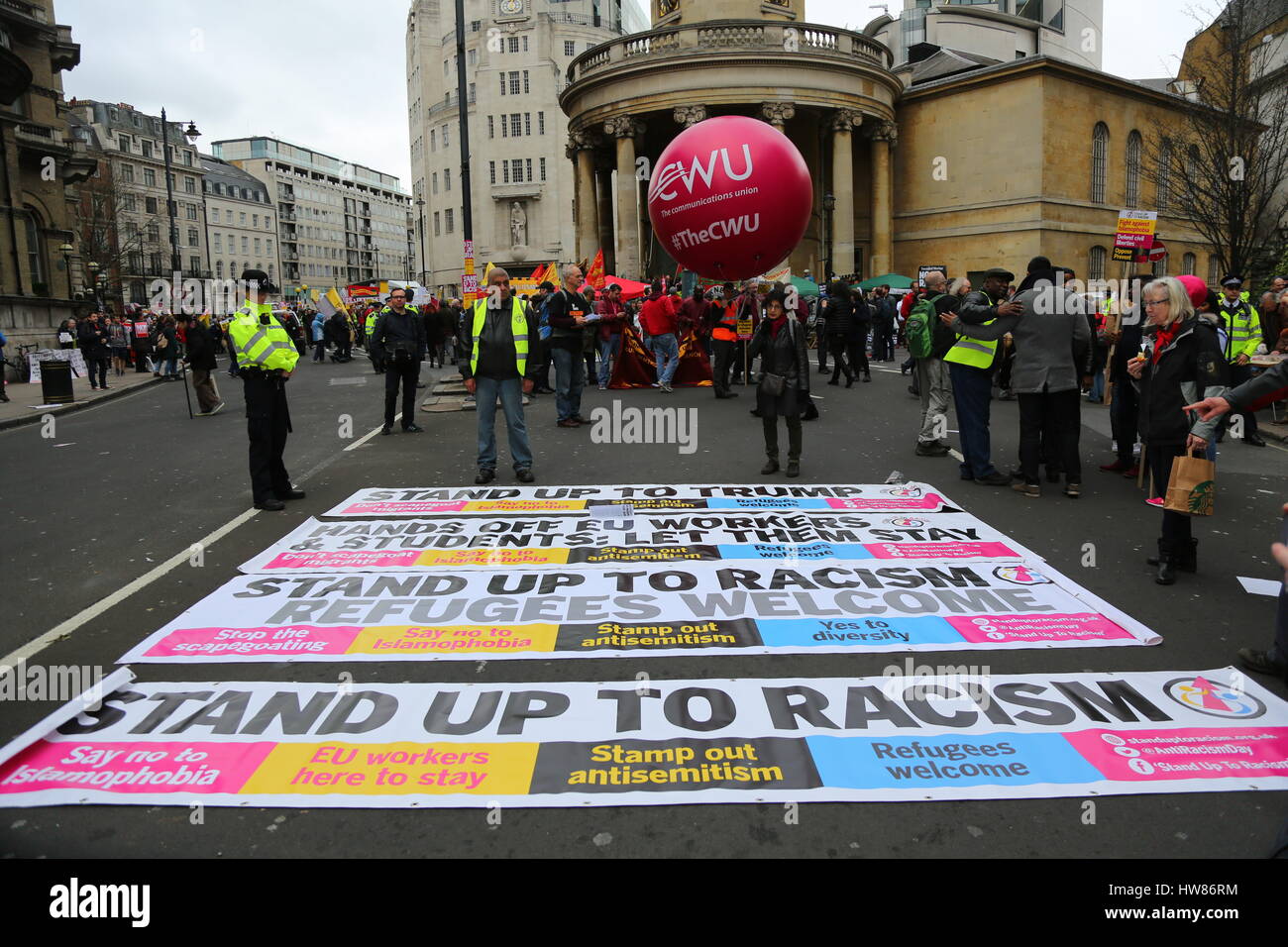 London, UK. 18th March, 2017. United Nations Anti-Racism march through ...