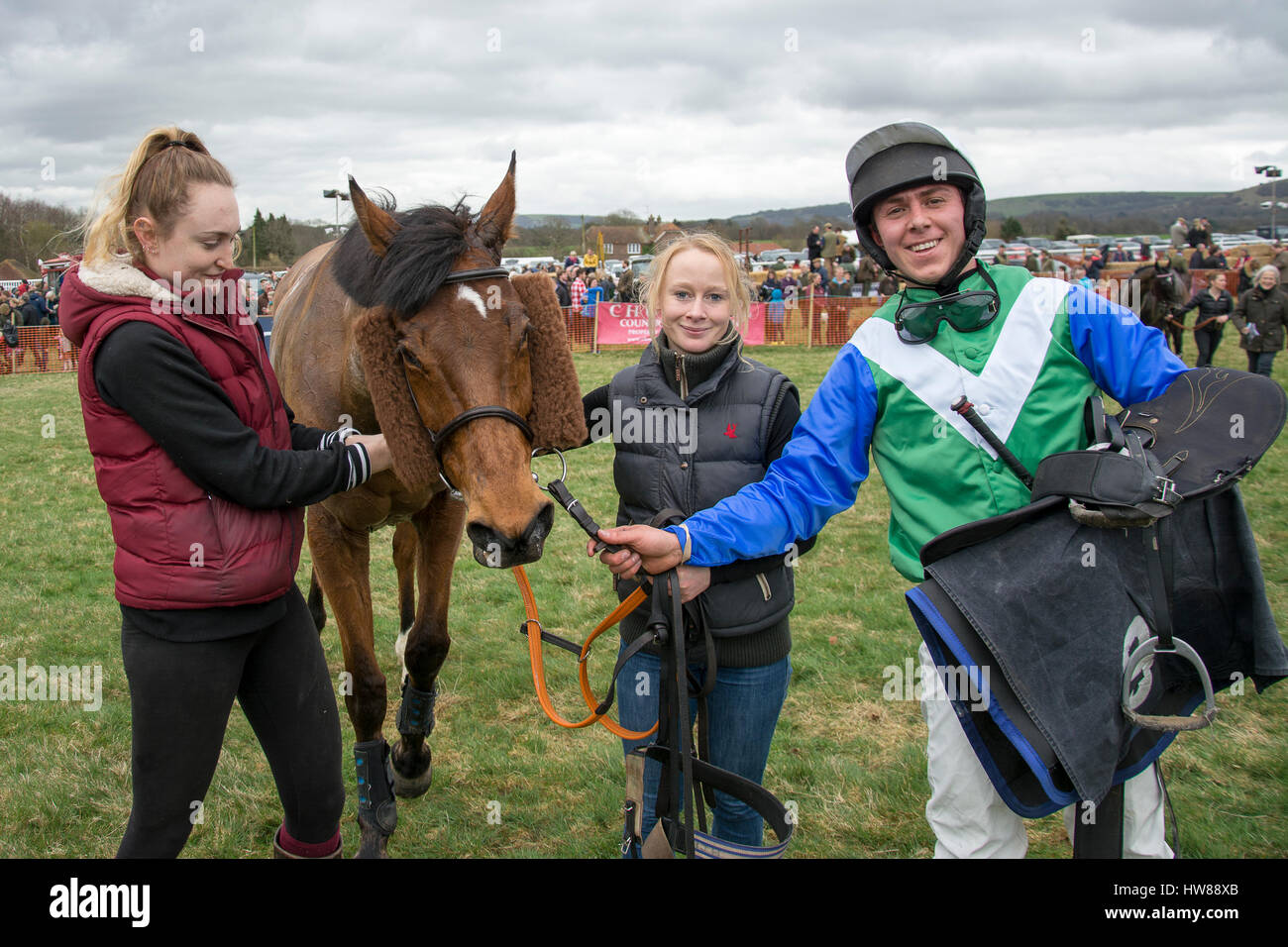Point To Point, Parham, Sussex, UK Saturday 18th March 2017 Take The Mick wins the Halfmoon at Warninglid Hunt Members Race Credit : Michael Stevens / Alamy Live News Stock Photo