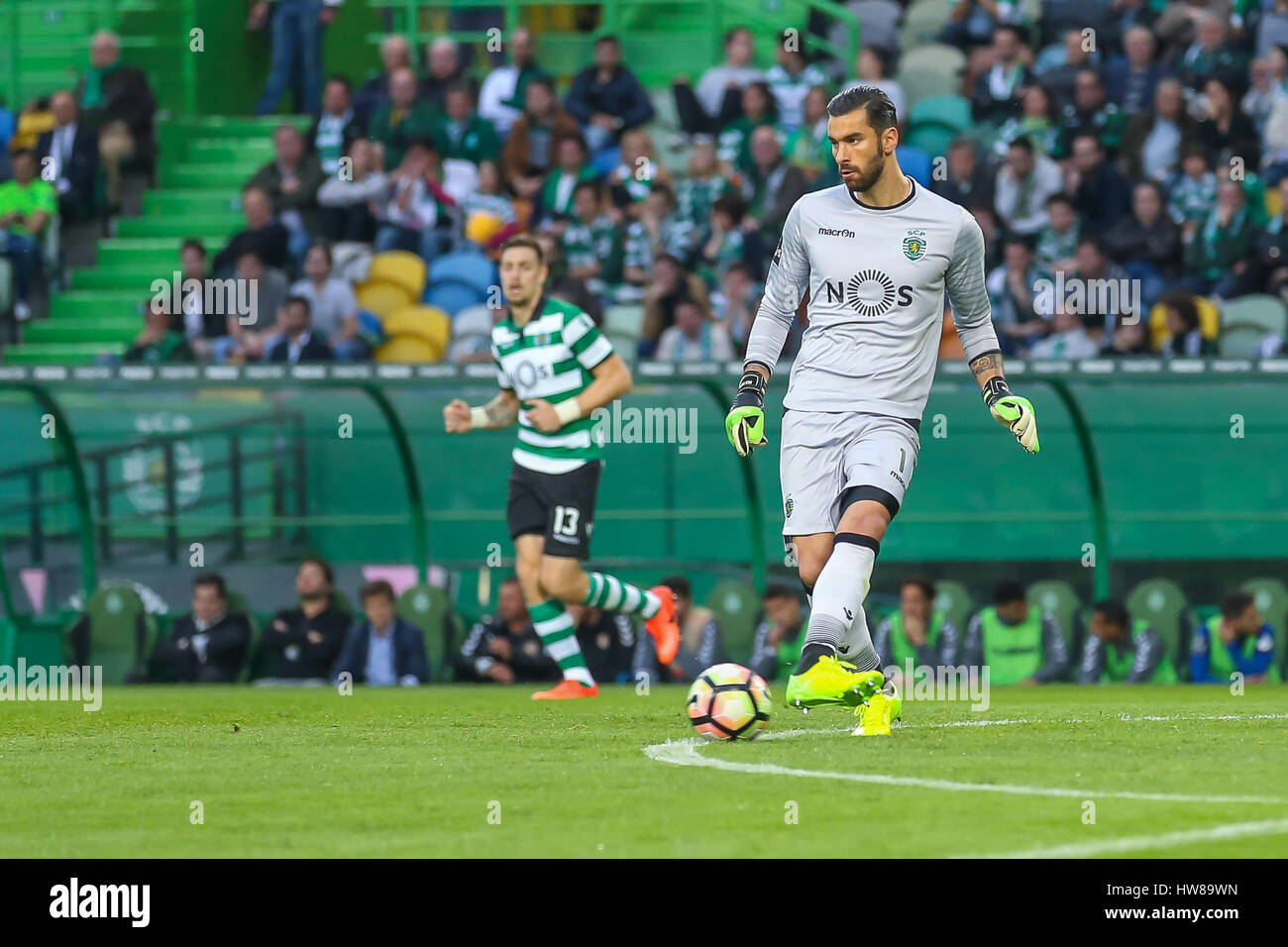 CS Maritimo Goalkeeper Amir Abedzadeh in action during the Liga Nos match  between CD Nacional and CS Maritimo at Estádio da Madeira on March 12, 2021  in Funchal, Madeira, Portugal. (Photo by