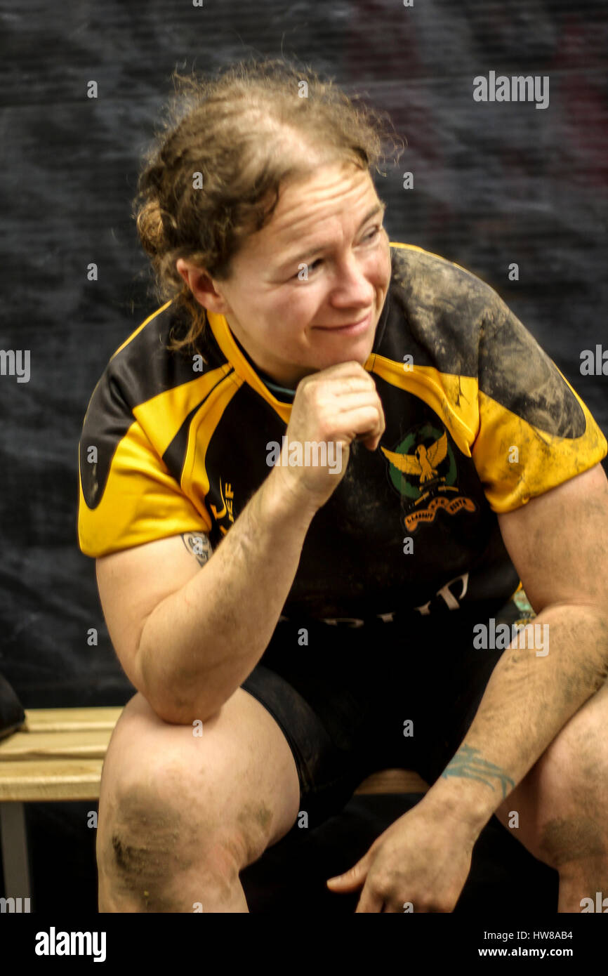 Pontyclun Rugby Club, South Wales, Half-time and training session at the Womens game, Pontyclun against Llandaff North. Stock Photo