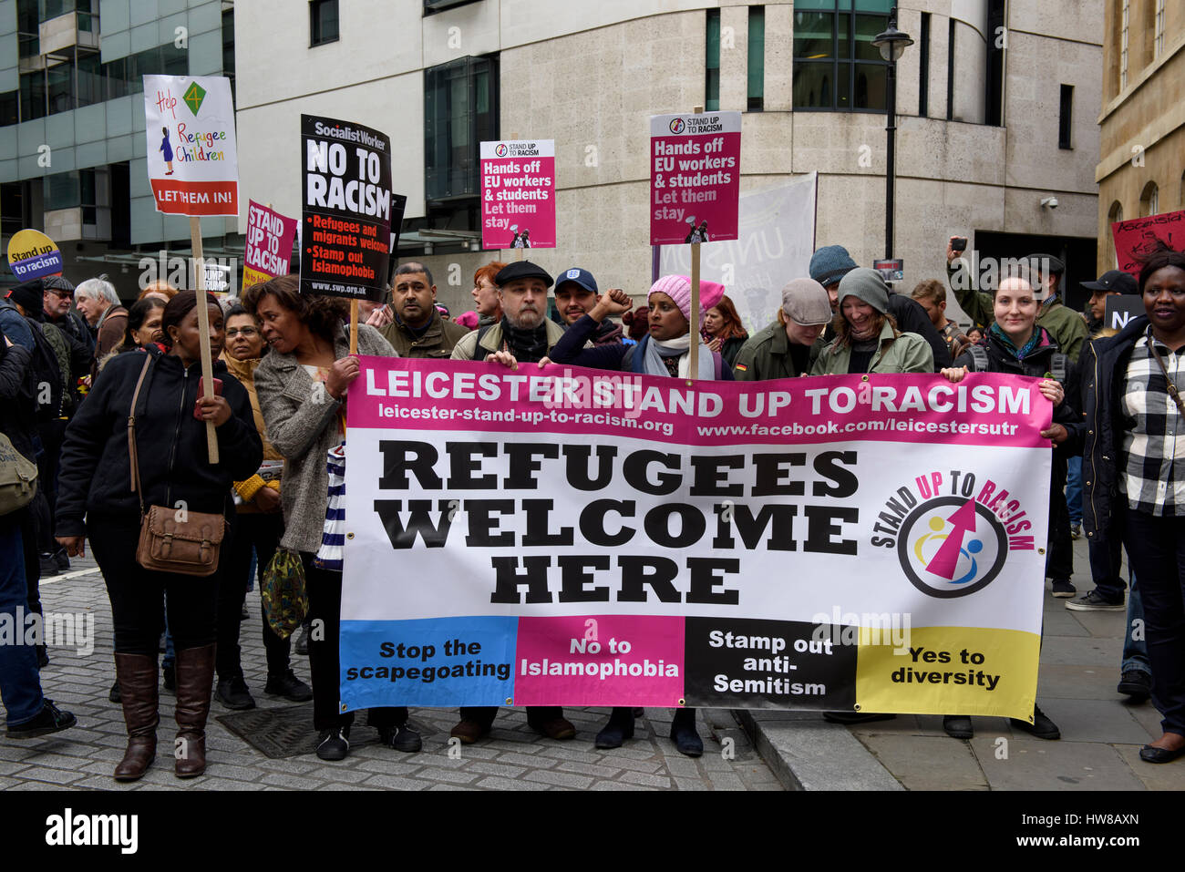 London, UK. 18th March 2017. Thousands of protesters march through central London protesting Against Racism on UN Anti-Racism Day. © ZEN - Zaneta Razaite / Alamy Live News Stock Photo