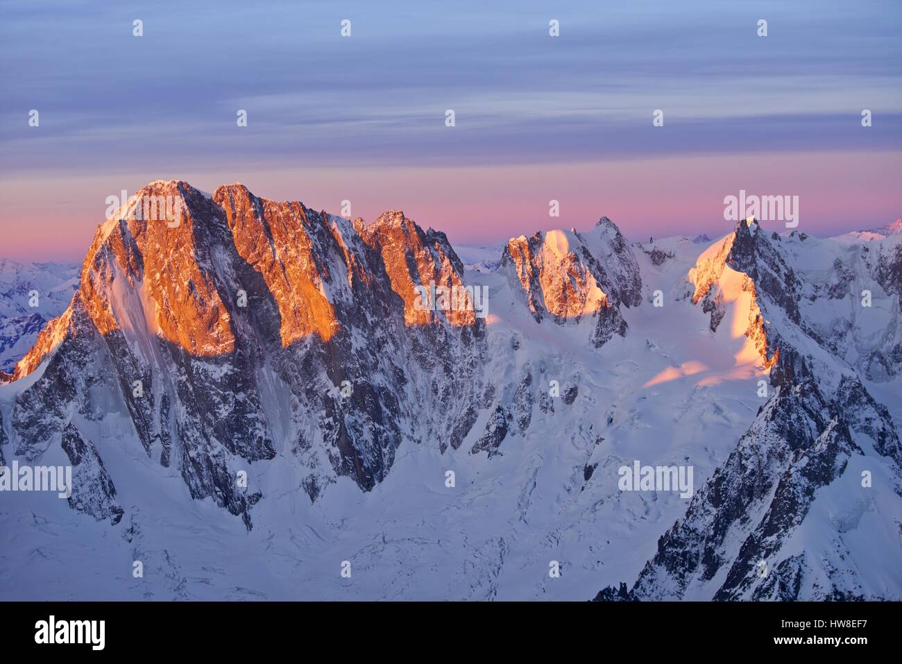 France, Haute-Savoie, Chamonix, the north face of Grandes Jorasses (4208 m)  at sunrise Stock Photo - Alamy