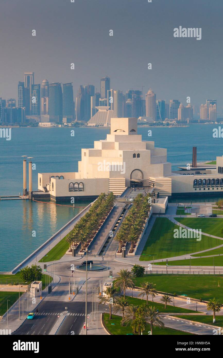 Qatar, Doha, The Museum of Islamic Art, designed by I.M. Pei, elevated ...