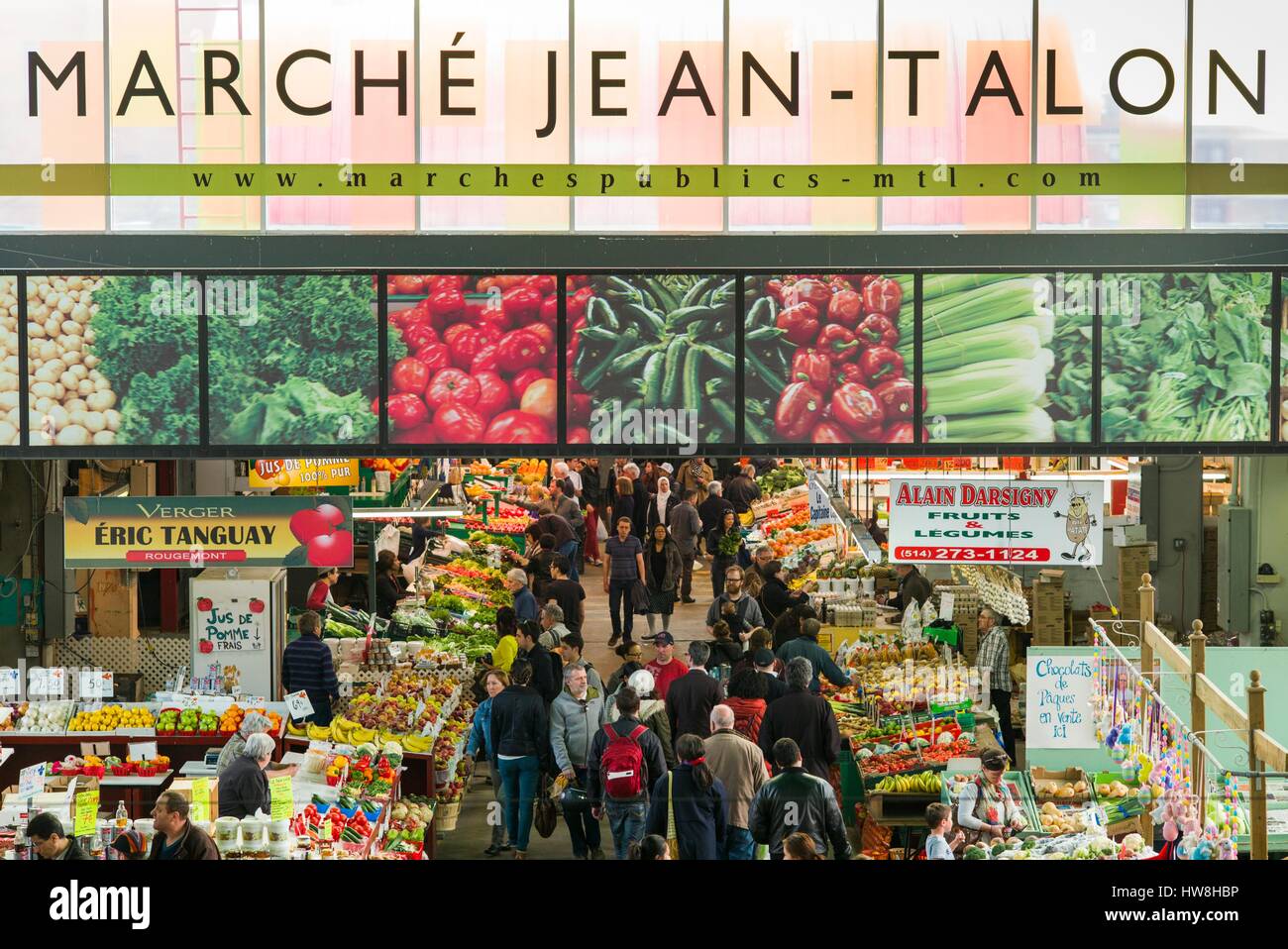 Canada, Quebec, Montreal, Marche Jean Talon market, elevated interior view Stock Photo