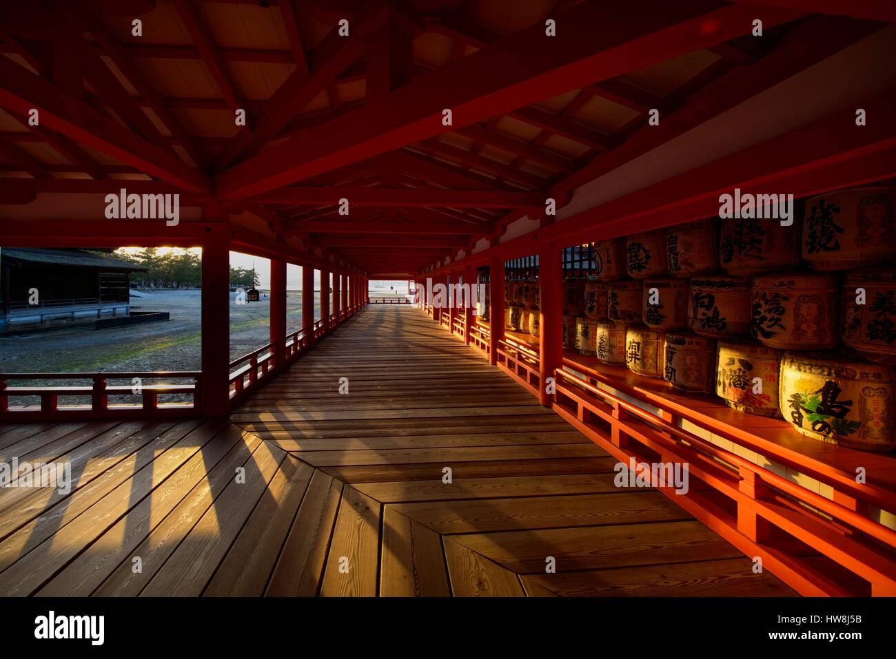 Japan, Honshu island, Hiroshima prefecture, Miyajima island, Itsukushima shrine in Itsukushima bay at the feet of Mount Misen Stock Photo