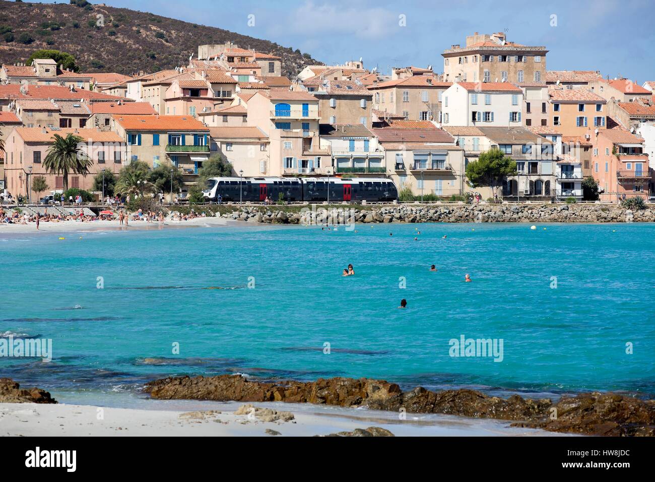 France, Haute Corse, Balagne, Ile Rousse, beach Napoleon Stock Photo ...