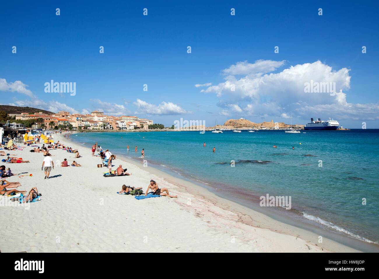 France, Haute Corse, Balagne, Ile Rousse, beach Napoleon Stock Photo ...