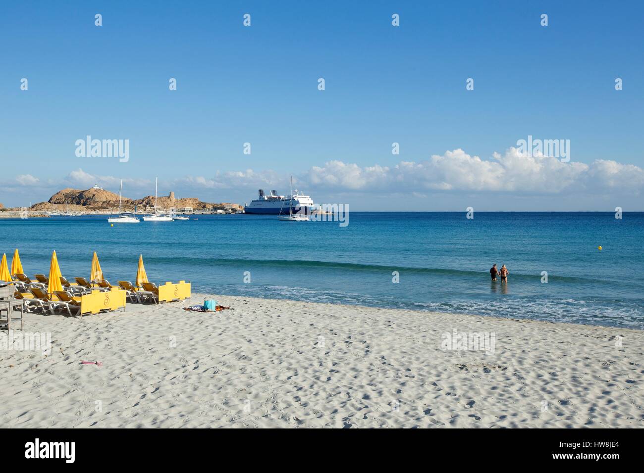 France, Haute Corse, Balagne, Ile Rousse, beach Napoleon Stock Photo ...