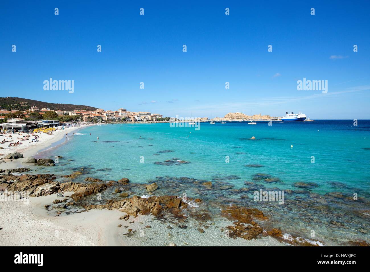France, Haute Corse, Balagne, Ile Rousse, beach Napoleon Stock Photo ...