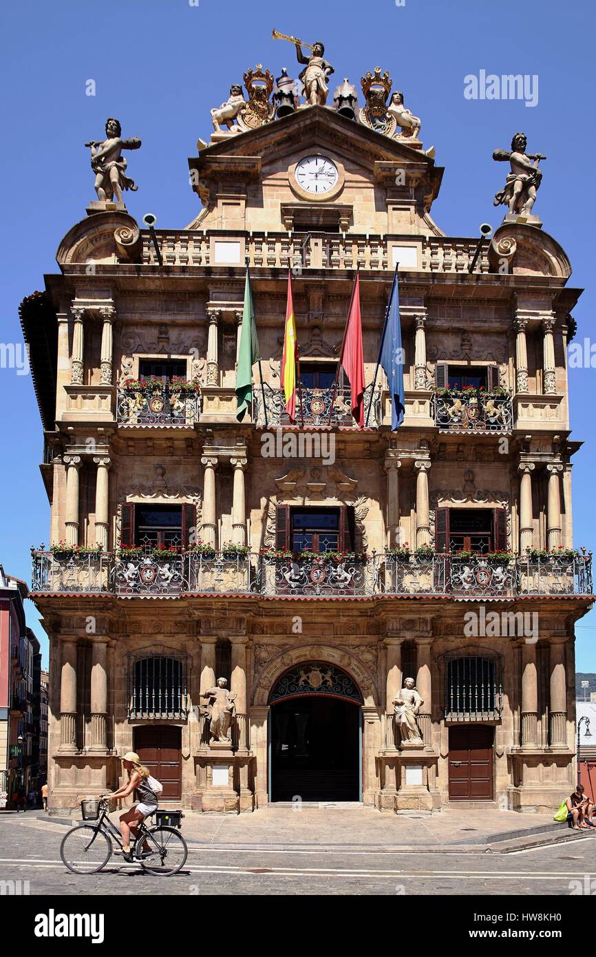 Spain, Navarra, Pamplona, Baroque City Hall Stock Photo - Alamy