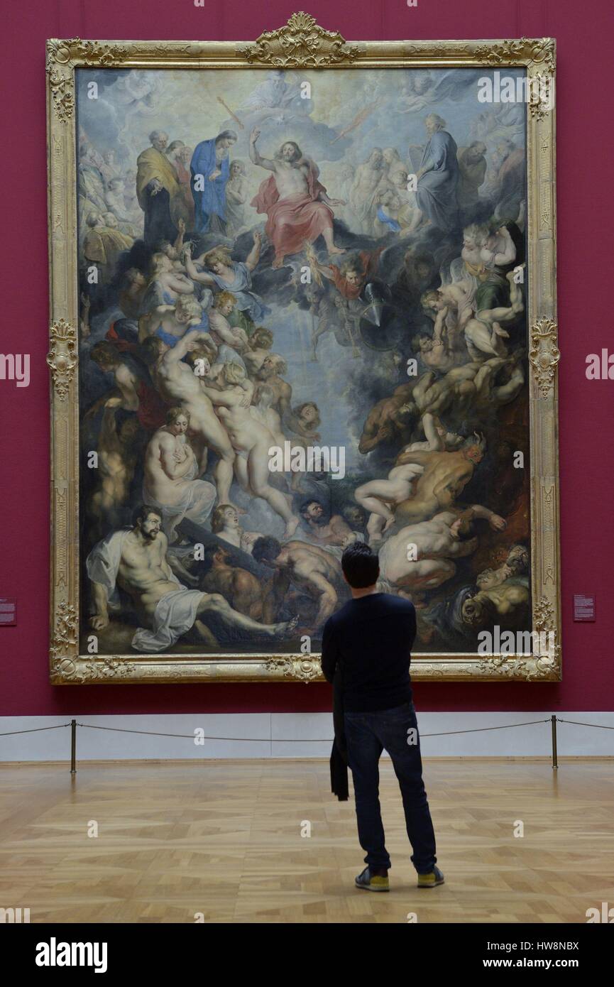 Germany, Bavaria, Munich, Alte Pinakothek, Pierre Paul Rubens, the Last Judgement (1617) Stock Photo