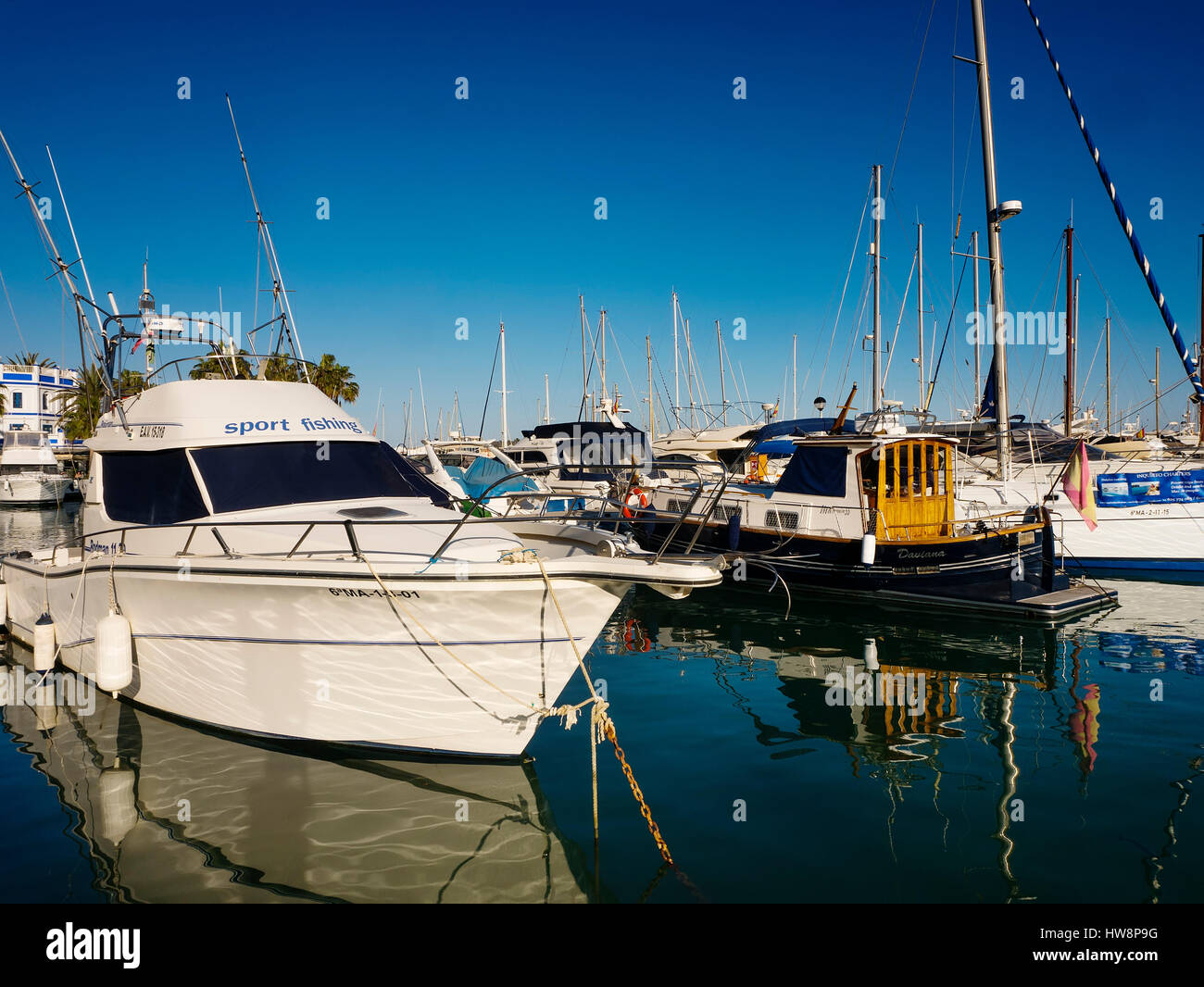 Puerto deportivo Marina Estepona, Malaga province. Costa del Sol, Andalusia Southern Spain.Europe Stock Photo