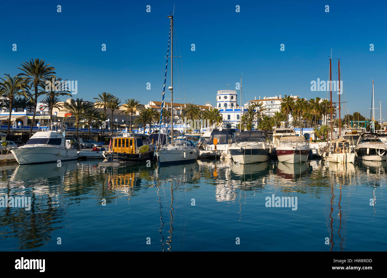 Puerto deportivo Marina Estepona, Malaga province. Costa del Sol, Andalusia Southern Spain.Europe Stock Photo