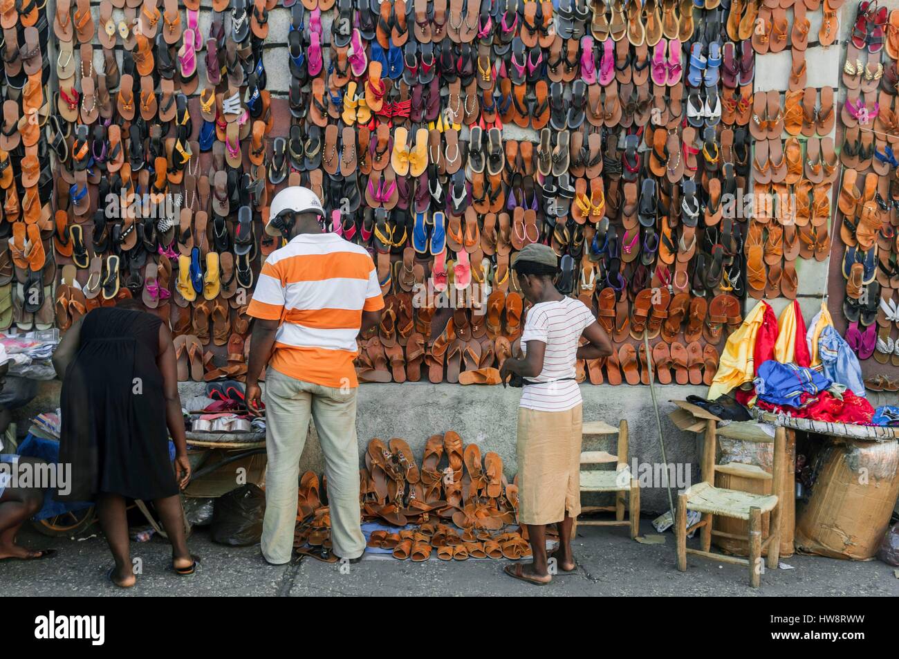 Haiti, Port au Prince, street vendors on Place d'Armes Stock Photo