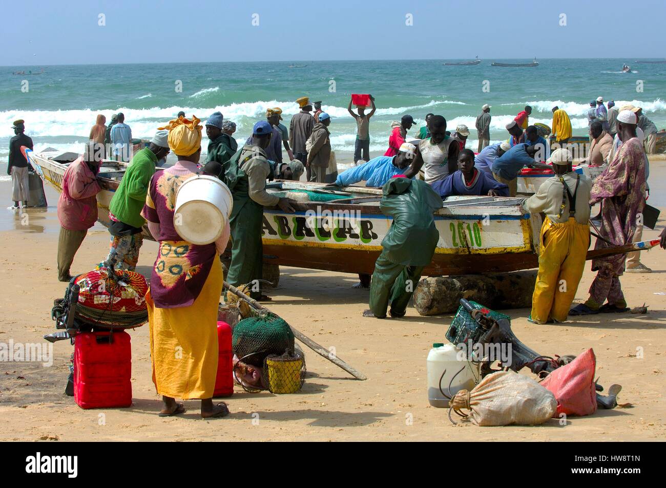 Senegal, Thies region, Kayar, back from fishing Stock Photo - Alamy