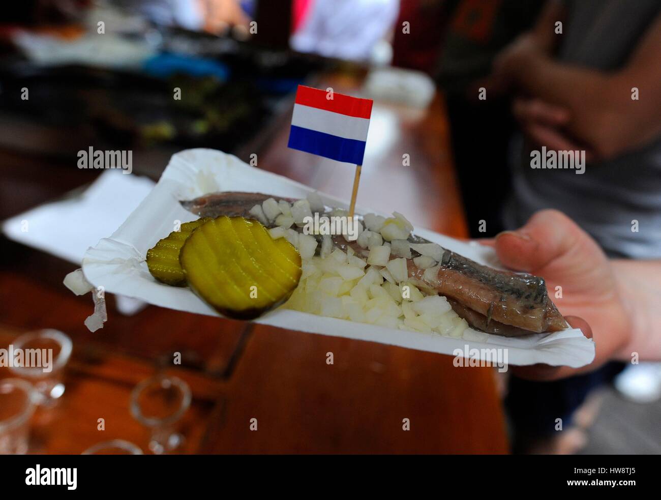 Netherlands, Holland, Amsterdam, the Dutch herring sold at kiosks in the street Stock Photo