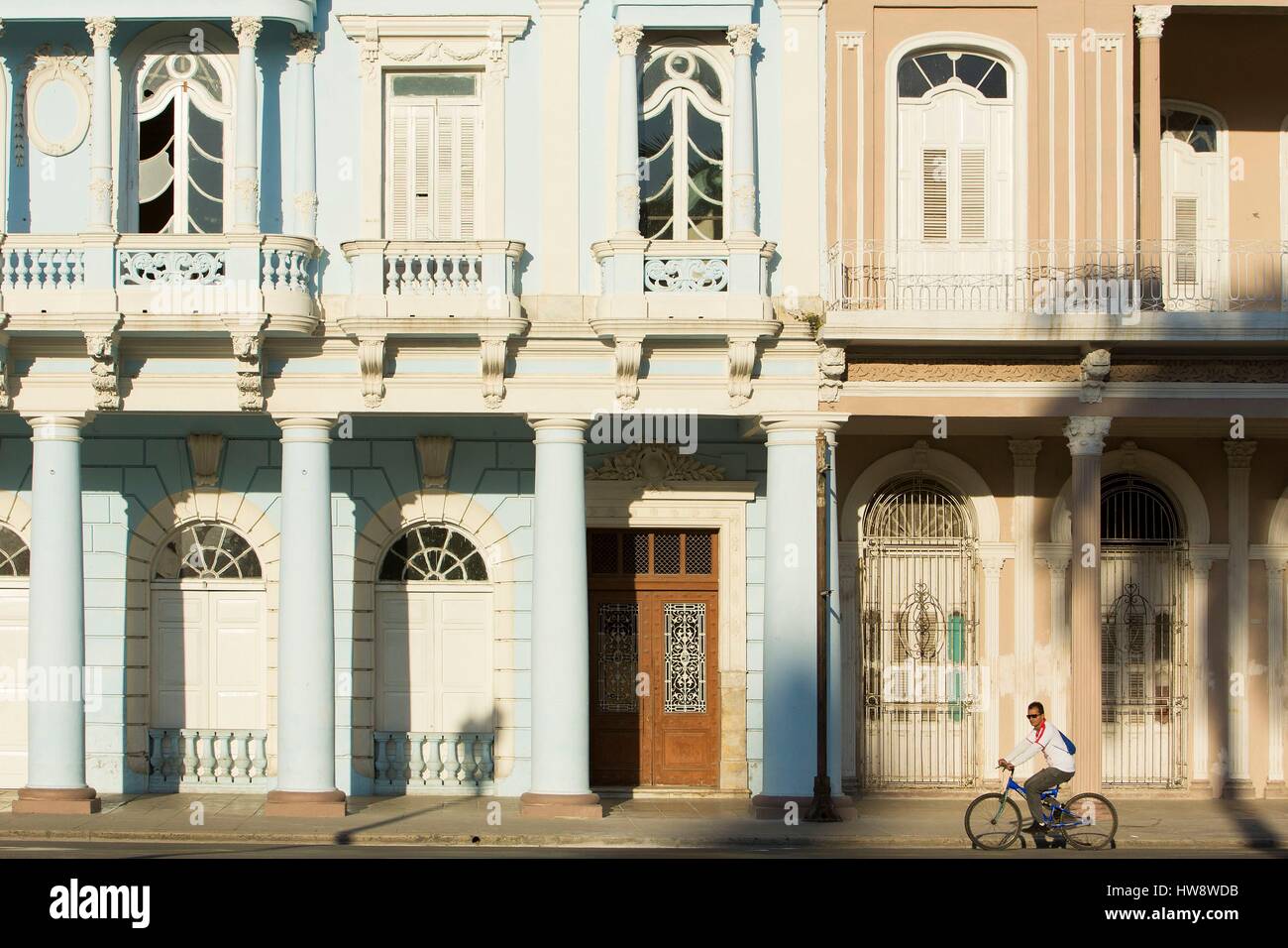 Cuba, Cienfuegos province, Cienfuegos, historical center listed as World Heritage by UNESCO, Casa de la Cultura Benjamin Duarte former Palacio de Ferrer built in 1918 located in Jose Marti square Stock Photo