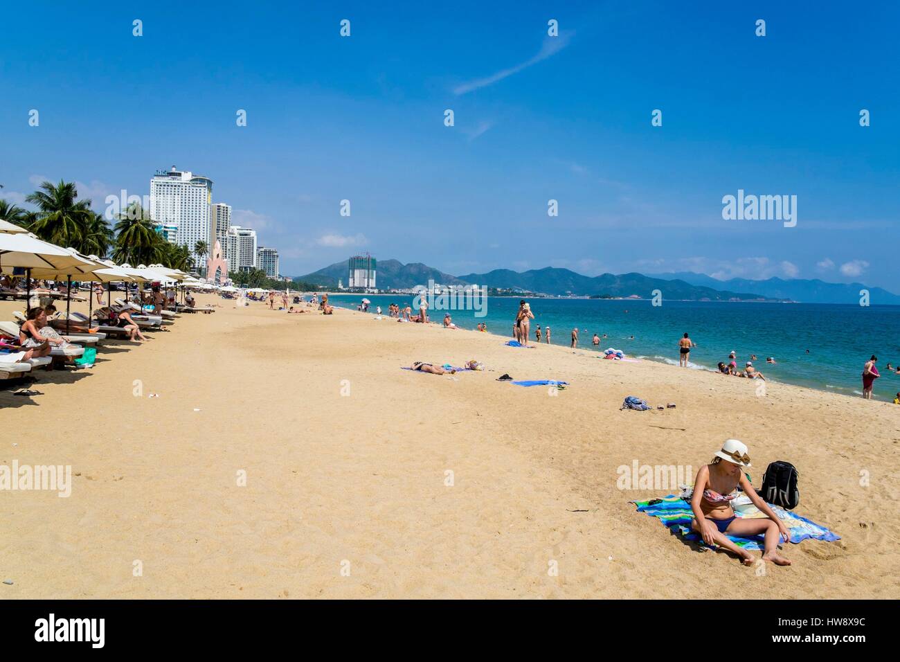 Vietnam, Khanh Hoa province, Nha Trang City, the beach Stock Photo