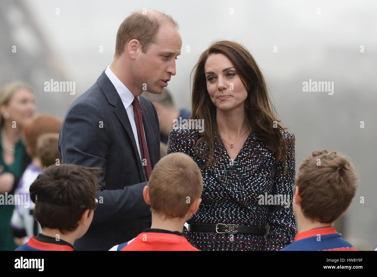 The Duke and Duchess of Cambridge at the Trocadero, where they attended a 'Les Voisins in Action' event highlighting the strong ties between the young people of France and the UK, during an official visit to Paris, France. Stock Photo