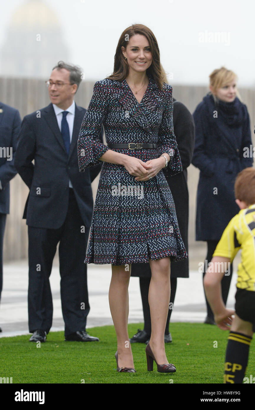 The Duchess of Cambridge at the Trocadero, where she attended a 'Les Voisins in Action' event highlighting the strong ties between the young people of France and the UK, during an official visit to Paris, France. Stock Photo