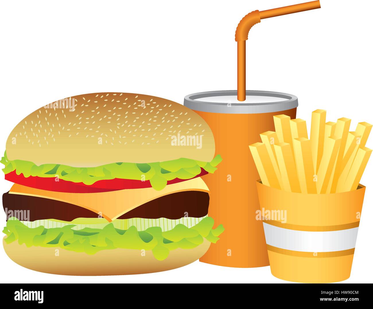 hamburger, soda and fries french food Stock Vector Image & Art - Alamy