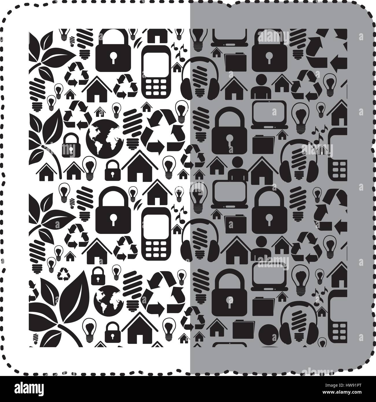 Sticker Pattern Technology sticker silhouette pattern with storage tech device Stock Vector Image ...