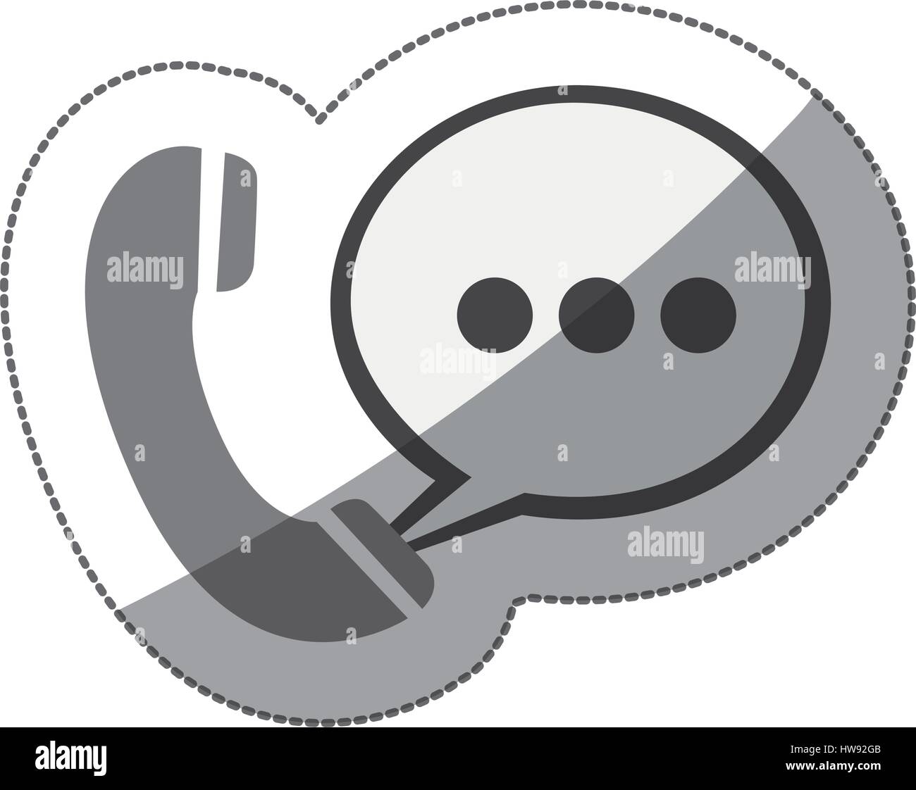 monochrome silhouette sticker of telephone with oval speech Stock ...