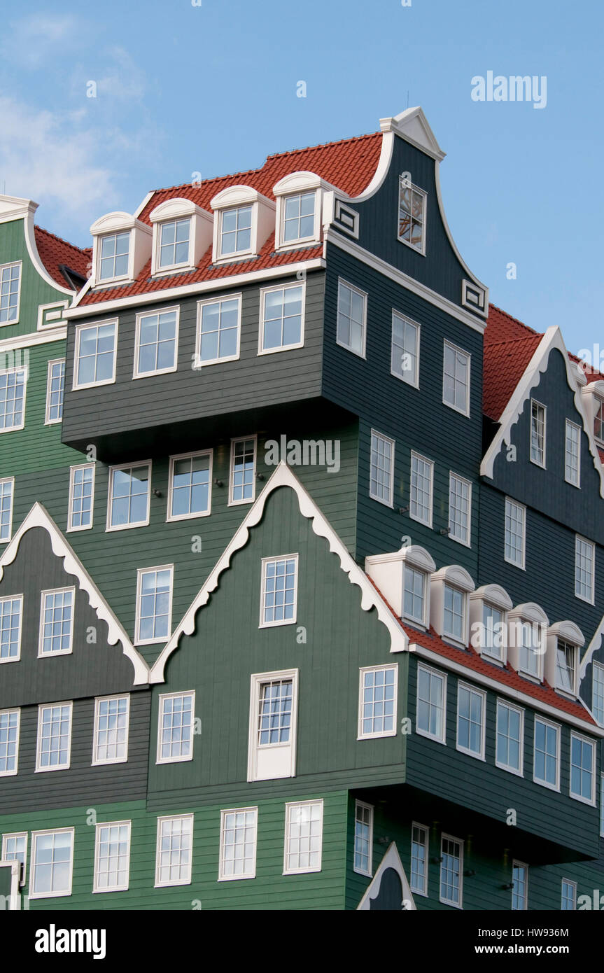 A mix of modern and traditional Dutch architecture. The famous typical Dutch houses stacked on top of one another to form one building. Stock Photo