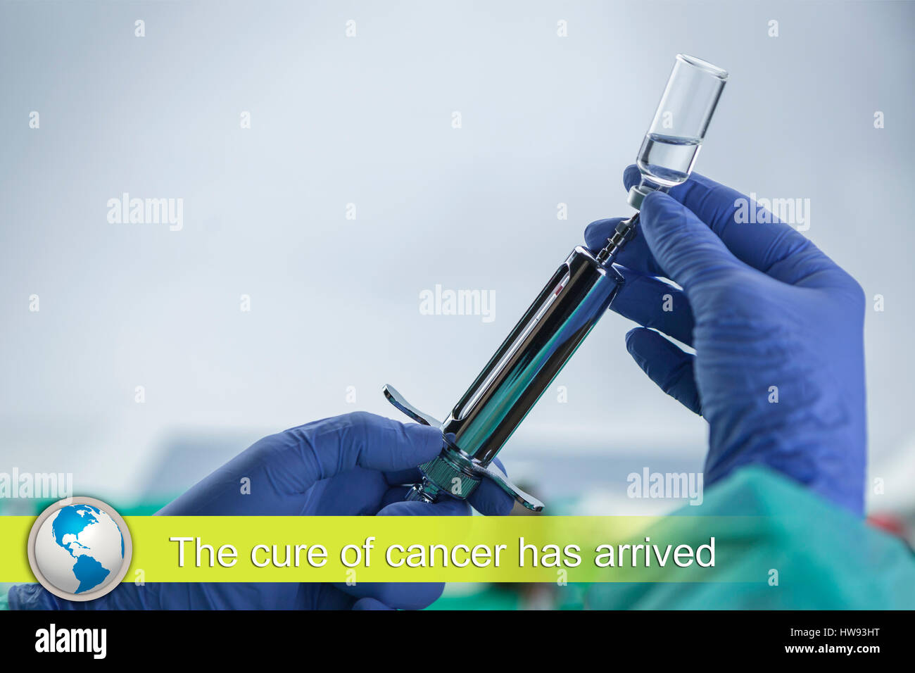 Digital composite of cancer news flash with medical imagery Stock Photo