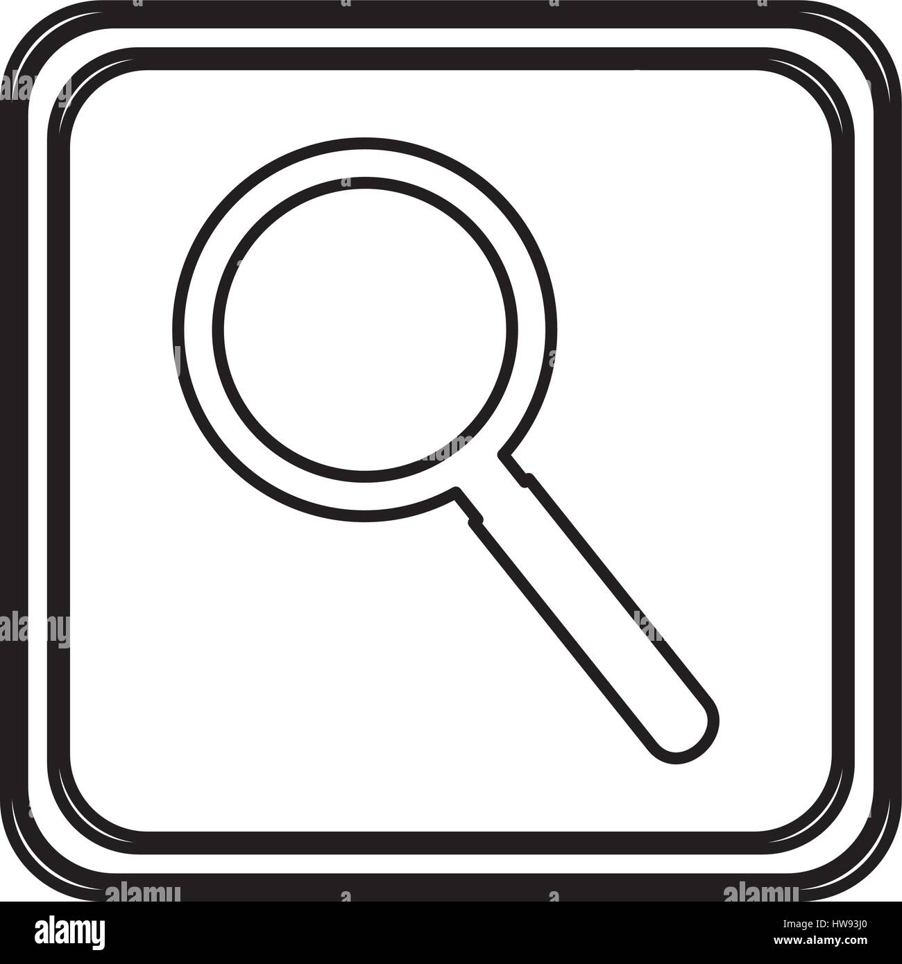 monochrome contour of button with magnifying glass Stock Vector Image ...