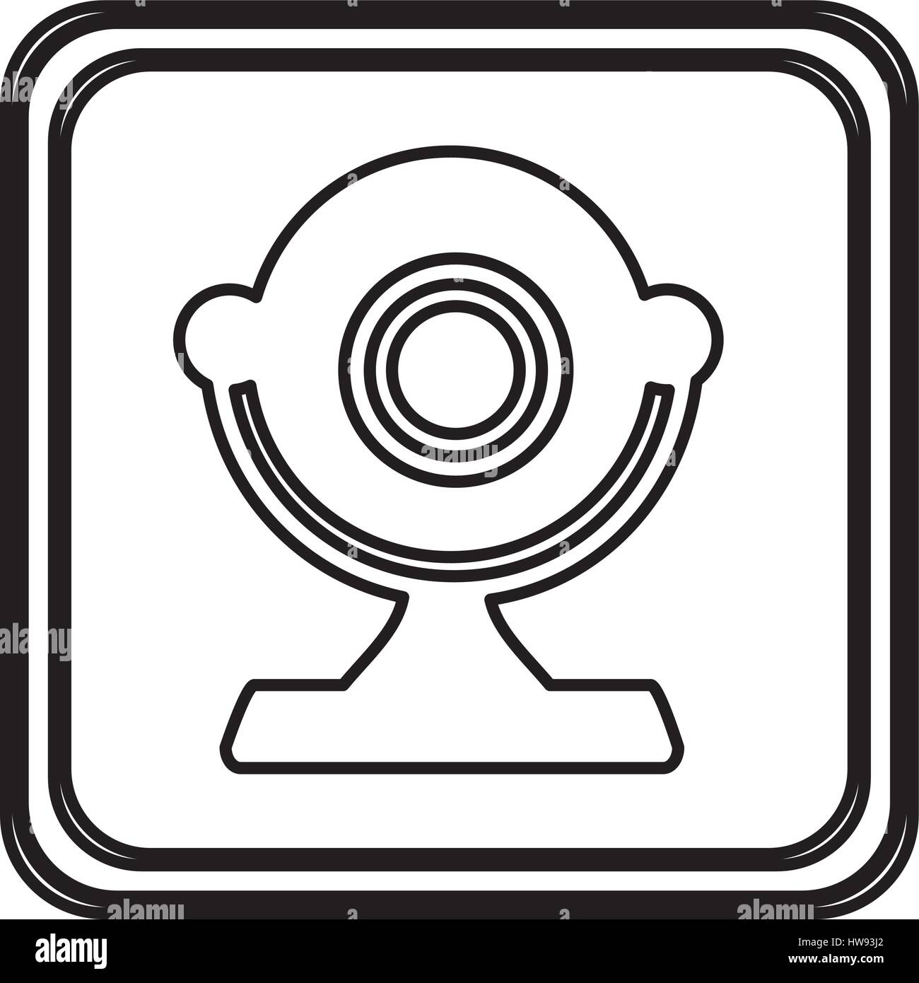 monochrome contour of button with desktop webcam Stock Vector Image ...
