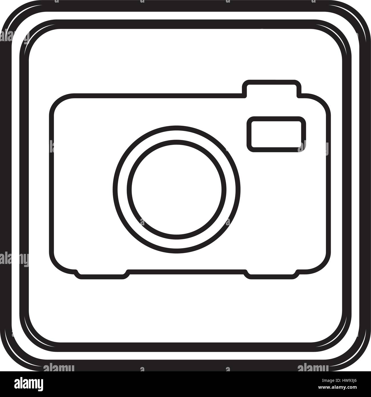 monochrome contour of button with analog camera Stock Vector Image ...