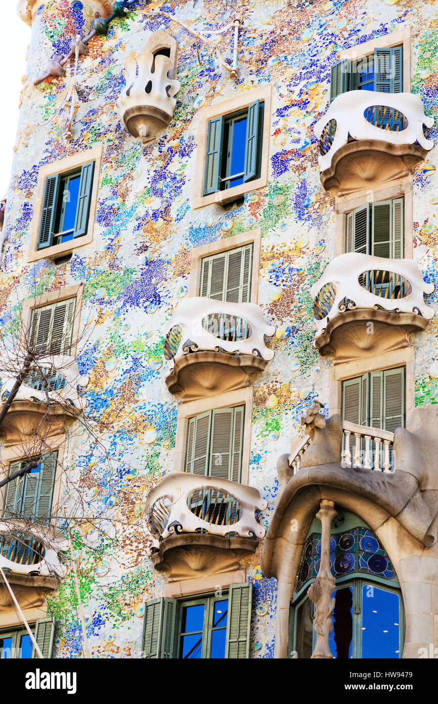 Antonio Gaudi's Casa Batllo, Barcelona, Catalunya, Spain Stock Photo