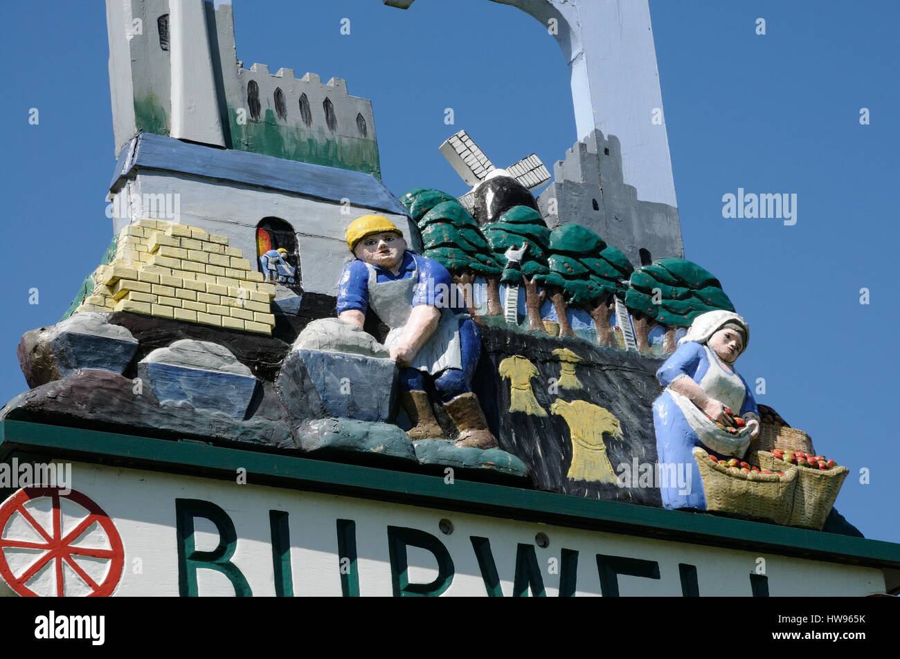 Village Sign ,Burwell, Cambridgeshire Stock Photo Alamy