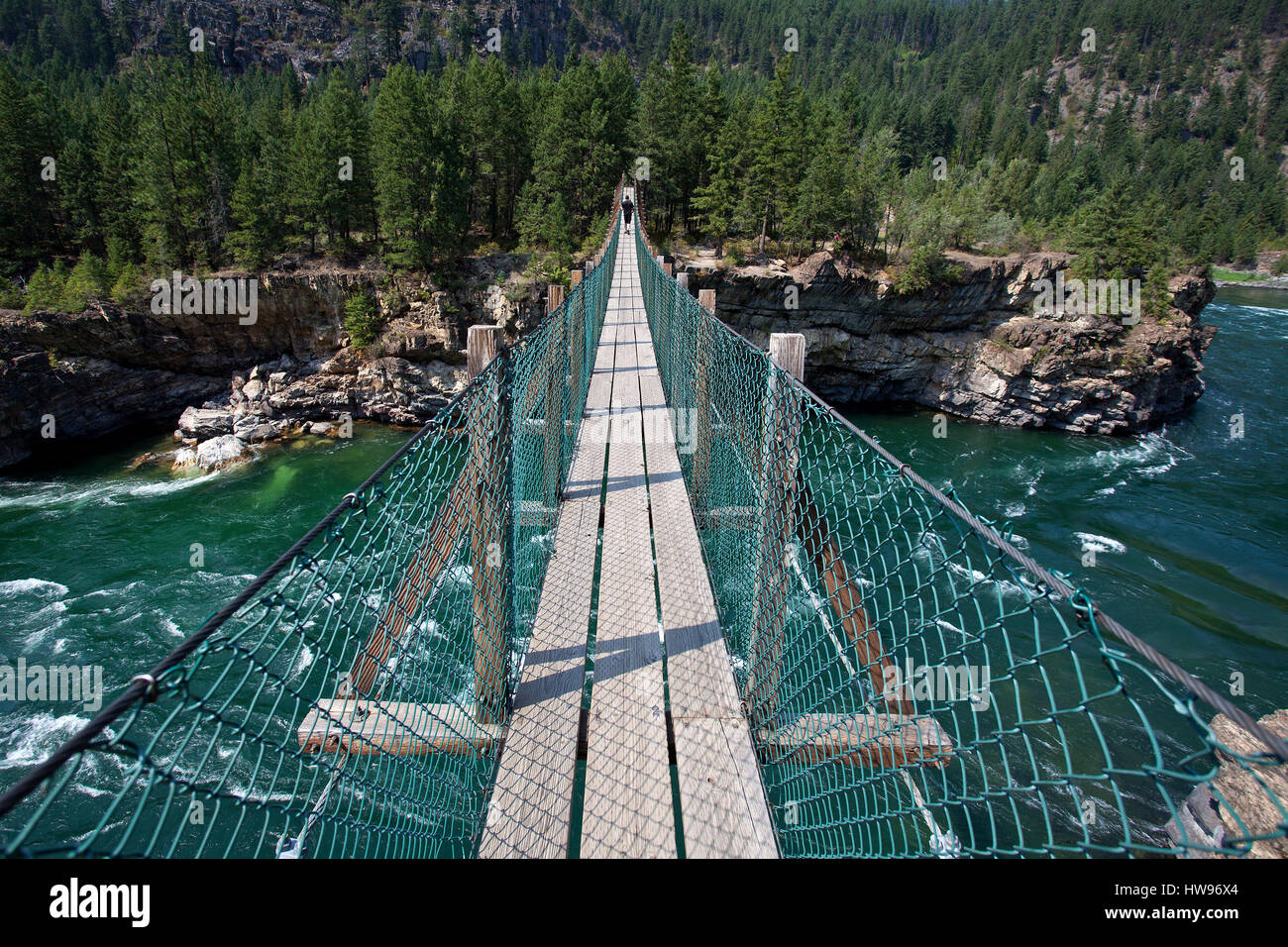 Suspension bridge over the Kootenay River near Libby, Montana Province